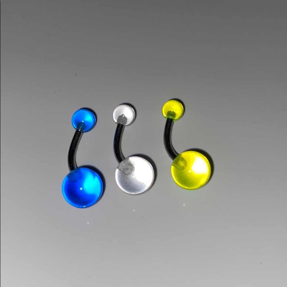 3 pack neon belly rings